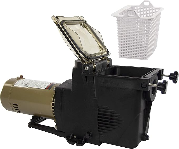 Rx Clear Ultimate Niagara 1 HP Pool Pump for Inground Swimming Pools | 56 Frame | 115/230 Volt | 11.4/5.7 Amps | Corrosion Proof | Large See-Through Strainer Cover