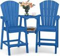 Ciokea Tall Adirondack Chairs Set of 2, HDPE Outdoor High Back Adirondack Chair with Double Connecting Tray, Weather Resistant Balcony Chairs for Deck, Lawn, Pool, Backyard, Navy Blue