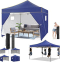 COBIZI Canopy Tent 10x10 Pop Up Canopy, Easy Setup Canopy with Sidewalls Waterproof & UPF 50+, Heavy Duty Commercial Instant Craft Fair Tent for Party, Event, Vendor, Farmer Market(D Bluei)