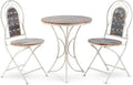 Alpine Corporation Indoor/Outdoor 3-Piece Wood and Metal Bistro Set Table and Folding Chairs Patio Seating