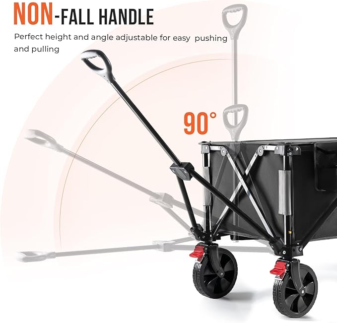 Overmont 150L Wagons Carts Foldable - Large Capacity Folding Collapsible Wagon Cart for Grocery Camping Utility Gardening Sports Travelling- 330lbs Load