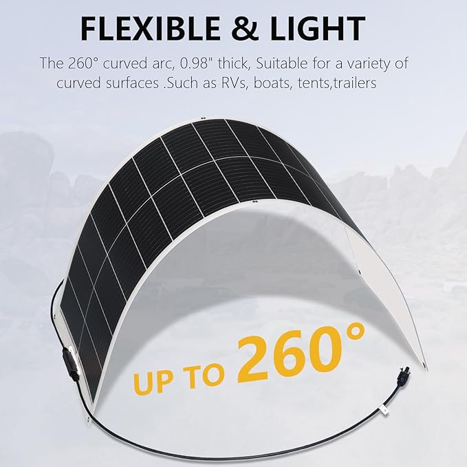 XINPUGUANG Solar Panel 200W 12V Flexible System Kit,2X100W Monocrystalline Fiberglass Module 20A Controller Extension Cable for Off Grid Home,RV,Caravan,Boat and Other Battery Charger（200W