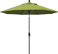 California Umbrella 9' Round Aluminum Pole Fiberglass Rib Market Umbrella, Crank Lift, Collar Tilt, Black Pole, Sunbrella Spectrum Mist