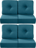 Luxury 22x24/22x25 6-Inch Outdoor Chair Cushions Set of 4 - Heavy Duty Water Repellent Comfortable Cushion for Patio Furniture Set Dining Rocking Chairs Loveseat L-Shape Sofa - Peacock Blue