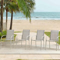Outdoor Dining Chairs Set of 4, Stackable Patio Chairs with Textilene Fabric, Lightweight Garden Chairs for Poolside, Backyard, Camping, Grey
