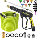 POHIR Pressure Washer Gun and Hose 3600 PSI, Pressure Washer Hose 50ft and Gun, 3/8" Quick Connect Swivel, M22 15mm/14mm Fittings, 30" Extension Wand & 7 Nozzle Tips - for Home & Outdoor Cleaning