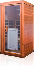 Red Cedar Infrared Sauna 1 Person Low EMF Far Infrared Saunas for Home, 1350 watt Indoor Personal Sauna Room with 2 Bluetooth Speakers, 1 LED Reading Lamp
