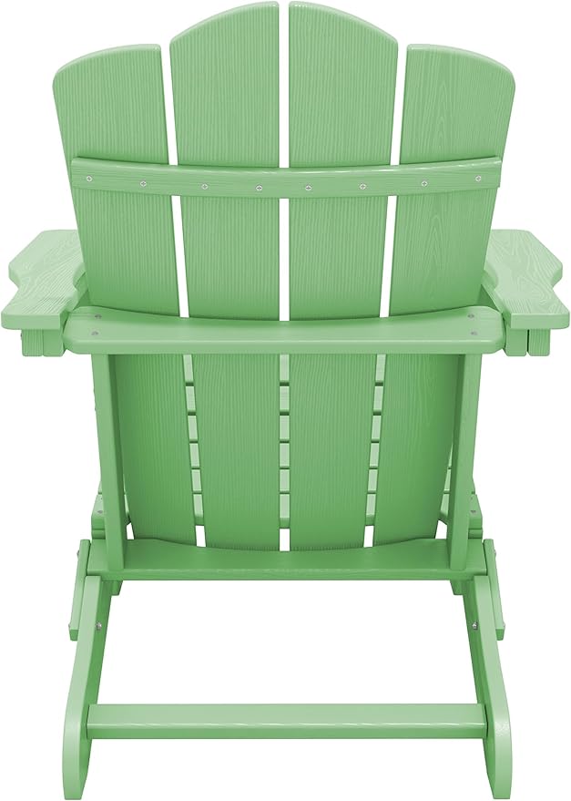 KINGYES Folding Adirondack Chair Set of 2, HDPE All-Weather Folding Adirondack Chair, Light Green