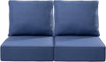 Luxury 22x24/22x25 6-Inch Outdoor Seat Cushions - Set of 2 Water Resistant Patio Chair Comfortable Cushion for Porch Rattan Dining Rocker Glider Loveseat Couch Sectional Sofa - Navy Blue