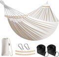 Anyoo Garden Cotton Hammock Comfortable Fabric Hammock with Spreader Bar Sturdy Hammocks Up to 450lbs Portable Lightweight Hammocks with Travel Bag for Camping Outdoor/Indoor Patio Backyard