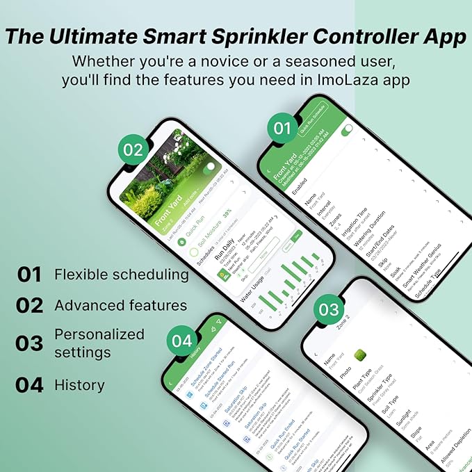 ImoLaza 16-Zone Indoor Smart WiFi Sprinkler System Controller, Easy Install Irrigation Timer for Lawn & Garden, Water-Saving Automatic Sprinkler Timer/Controller with Mobile App, Compatible with Alexa