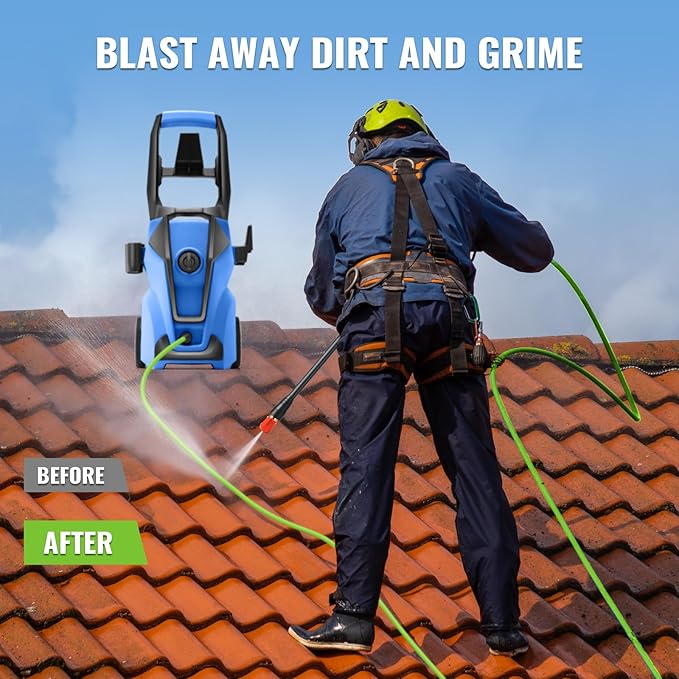 Professional Pressure Cleaner, 5000PSI Power Cleaner with Foam Cannon,4 Nozzles,33FT Hose and Soap Bottle,Car Wash Machine/Car/Driveway/Patio Clean,Green
