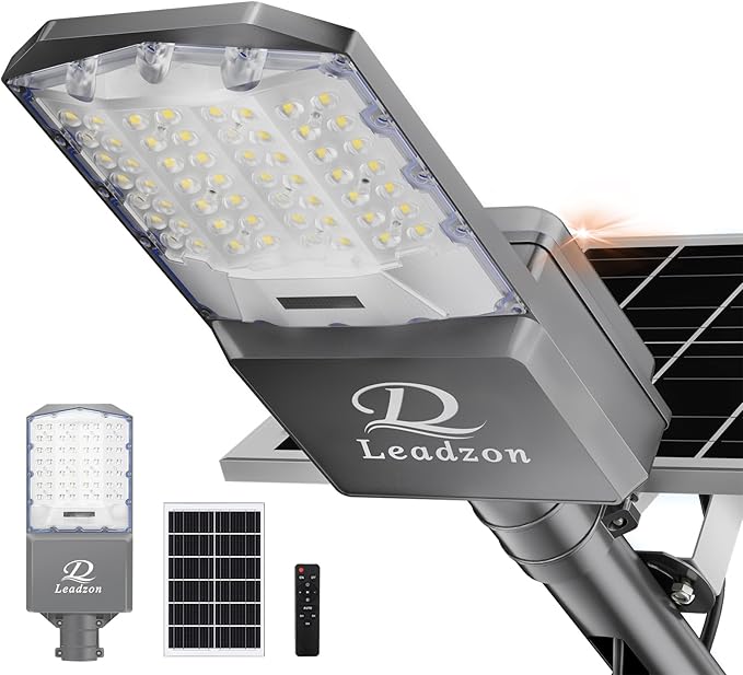 9500w Solar Street Lights Outdoor Waterproof, 450000LM Super Bright LED Beads Commercial Solar Flood Lights with Remote Control for Patio, Street, Court and Parkling Lot