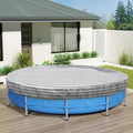 ECOOPTS 14 ft Round Pool Cover for Above Ground Pools, Swimming Pool Cover Protector Winter Safety Cover (Gray White Stripes)