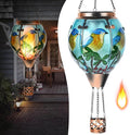 Hot Air Balloon Solar Lantern - Bluebird Glass Lantern, Simulated Flickering & Dancing Flame, Outdoor Hanging Yard Light Waterproof IP65 for Patio Lawn Porch Decor Gift