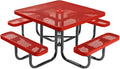 COATEDOUTDOORFURNITURE Heavy-Duty Portable Outdoor Picnic Table with Umbrella Hole, Expanded Metal Commercial-Grade Patio Dining Furniture Made in America (46" Square Top, Red)
