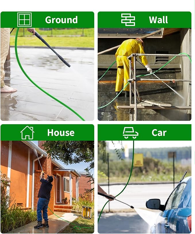 Pressure Washer Hose 150FT 3/8" for Cold and Hot Water 212°F, with Swivel Quick Connect, 4500PSI Kink Resistant Grade Steel Wire Braided, Power Washer Hose With 2pcs M22-14mm Adapter