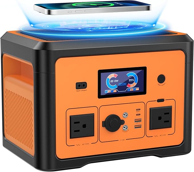 Portable Power Station 600W(Peak 1800W), Solar Generator with 384WH LiFePO4 Battery, 10 Outputs & UPS Battery Backup, Generators for Home Use, Camping, Emergency Power Outage, RV, CPAP