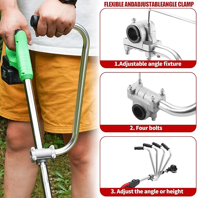 Weed Eater Handle Trimmer Handle, Weed Eater Handle Extension with Bracket Clamp, Ergonomic Trimmer Grip, Weed Wacker Attachments Aluminum Lawn Trimmer Grip for Landscaping,Lawn Care