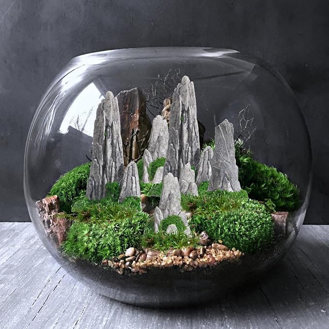 Mipcase Mini Zen Garden Accessories 8pcs Resin Mountain Decor Figures Mini Zen Garden Decor for Micro Landscape Craft Decorations