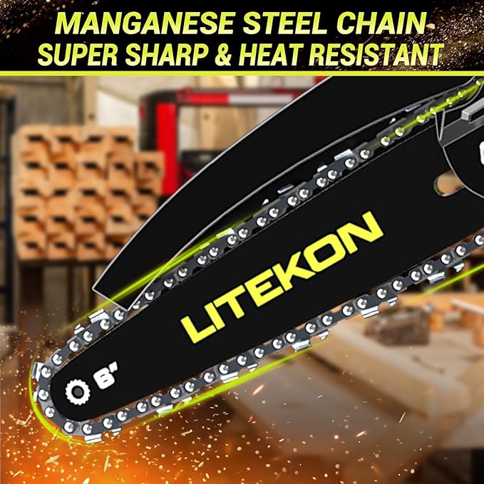 Mini Chainsaw Cordless with 2000mAh Battery & Quick Charger & 2 Chains - 2025 Best 6Inch Electric Chain Saw with Auto-Oil System, Brushles High Power Motor - Perfect for Gifts