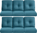 Pop 22x25/22x24 Outdoor Furniture Cushions Set of 6 - Comfortable Patio Chair Cushion for Rattan Wicker Dining Rocking Chairs Loveseat Couch L-Shape Sectional Sofa - Peacock Blue/Button
