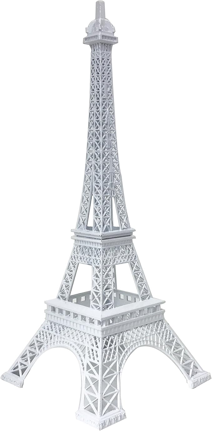 allgala 24" Eiffel Tower Statue Decor Alloy Metal, White