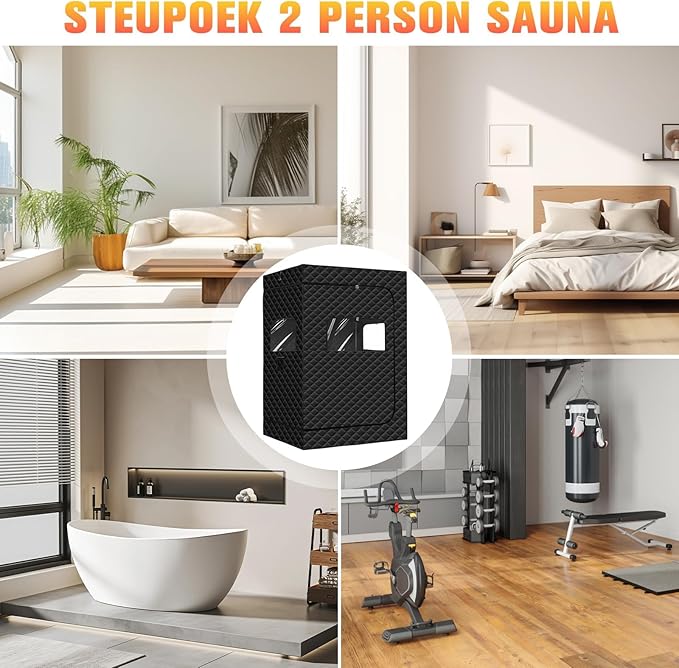 Upgraded Portable Steam Sauna, Portable Sauna Box for Home, Home Sauna Tent Full Body, 1200W 3L Steam Generator, 99 Minute Timer, Folding Chair, Remote Control Included(Black)