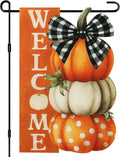 Thanksgiving Garden Flags 12x18 Inch Double Sided, Fall Welcome Pumpkin Yard Flags for Outside, Farmhouse Front Porch Outdoor Autumn Decor Holiday All Seasons Decoration