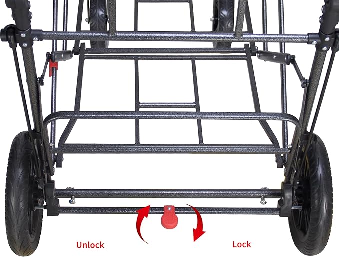 Collapsible Foldable Wagon Cart with All Terrain Wheels &Canopy& 2 Seats- Heavy Duty Utility Wagon 265 lbs Capacity for Camping, Garden, Shopping (Grey)