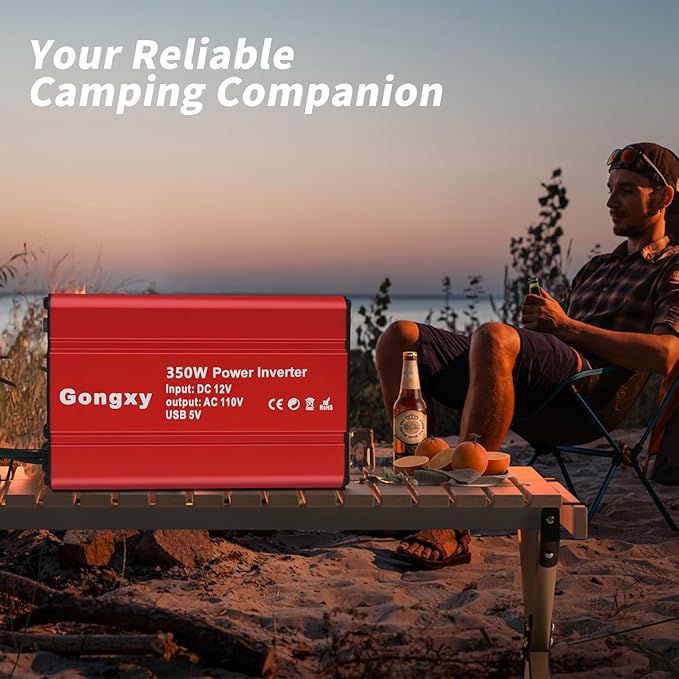 350W Power Inverter for Vehicles, 12V to AC 110V Car Inverter Converter， Charger Plug Suit for USB QC 3.0, PD(65W), Car Charger Adapter for Road Trip and Camping