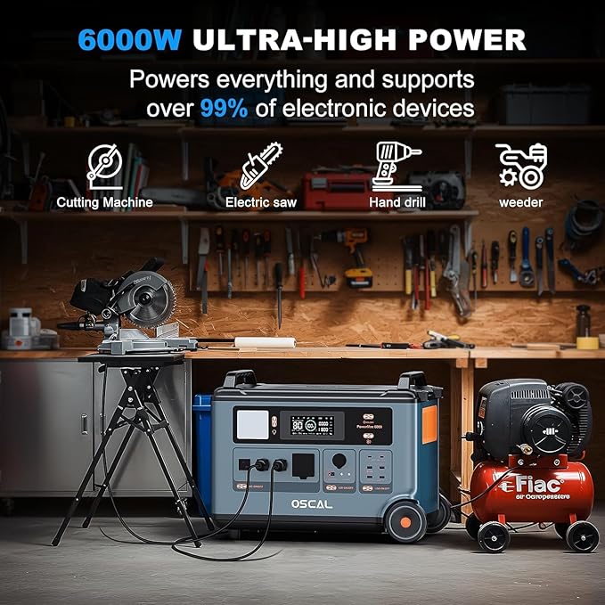 OSCAL PowerMax 6000 Dedicated Expansion Battery Pack, 3600Wh LiFePO4 Solar Generator, Extra Battery Backup for Home, Balcony Power Plant, Camping, RV, Travel, Emergency Power Outage