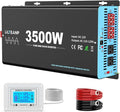 3500W Pure Sine Wave Inverter with Transfer Switch, 12V DC to 120V AC Converter with 2AC Outlets, USB Port, Type-C Port, Remote Controller, Power Inverter for RV, Outdoor, Auto Swtich to Shore Power