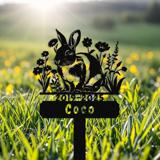 Custom Rabbit Grave Marker,Personalized Bunny Memorial Garden Stake,Pet Memorial Gift,Remembrance Stake,Loss of Bunny,Sympathy Sign Rabbit 14inch