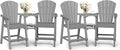 Ciokea Tall Adirondack Chairs Set of 4, HDPE Outdoor High Back Adirondack Chair with Double Connecting Tray, Weather Resistant Balcony Chairs for Deck, Lawn, Pool, Backyard, Gray