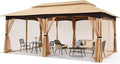 MASTERCANOPY Outdoor Patio Gazebo for Garden with Upgrade Steel Frame and Netting Walls (10x20,Beige)