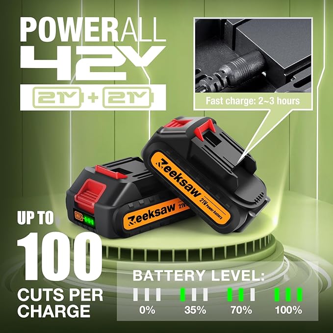 Mini Chainsaw 6 Inch Cordless, Super Handheld Chainsaw with 2x Big Batteries, Electric Mini Chain saw Battery Powered, Small Hand saws for Tree Wood - Garden Yard Time Saving Tool