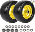 AR-PRO 11x6.00-5 Flat Free Tire and Wheel - Relacement 11x6-5 Solid Rubbe Riding Lawn Mower Tire with Rim, 5.9"-8.1" Centered Hub and 3/4" Bushings - Fit Most Zero Turn Mowers (2-Pack)