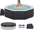 LILYPELLE Inflatable Hot Tub 4-6 Person, Octagonal Portable Hot Tub with 130 Bubble Jets, Large Outdoor Spa Bathtub Set Included Heater Pump, Filter and Insulated Cover, 77" X 77" X 25"