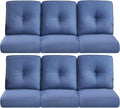 Pop 22x25/22x24 Outdoor Furniture Cushions Set of 6 - Comfortable Patio Chair Cushion for Rattan Wicker Dining Rocking Swivel Chairs Loveseat Couch L-Shape Sectional Sofa - Navy Blue/Button