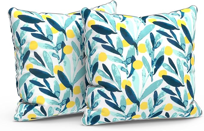 LVTXIII Set of 2 Patio Throw Pillows Waterproof 20"x20" Fade Resistant Outdoor Throw Pillows with Inserts, Fluffy Decorative Garden Toss Pillow Cushions for Home Patio Coach Sofa Use, Leaves Multi