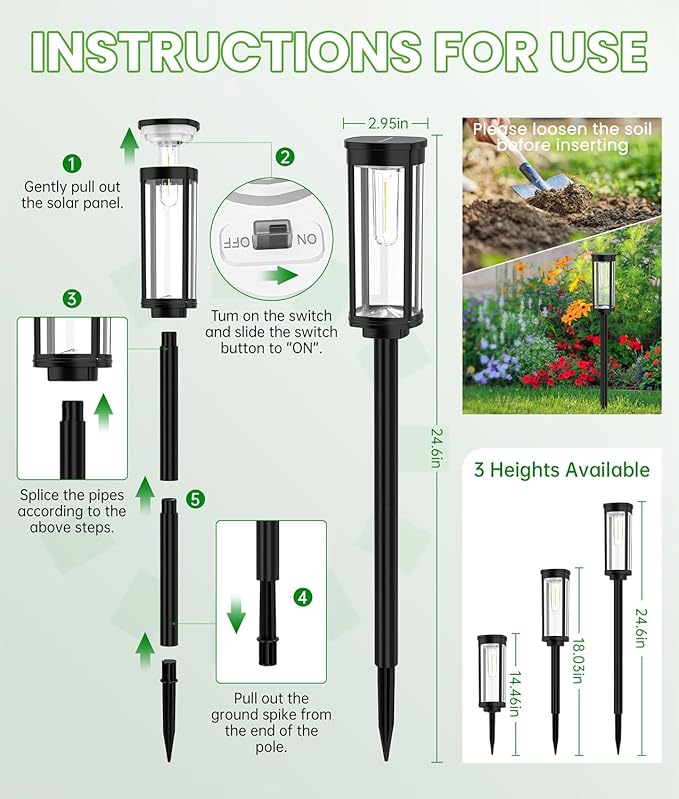 Bright Solar Pathway Lights, 2 Pack Solar Lights Outdoor Waterproof IP65, Auto On/Off Pathway Landscape Lighting, Outdoor Light for Yard Garden Walkway Landscape Lawn Patio Lighting
