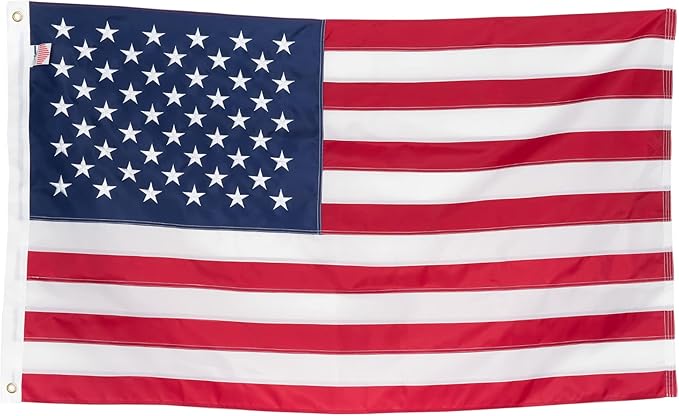 American Flag 3x5 Made in USA | Heavy Duty 400D Oxford Nylon for High Winds | Quadruple Stitched Fly End | Embroidered Stars & Sewn Stripes | Brass Grommets | U.S. Flag