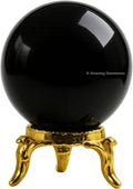Amazing Gemstone Black Obsidian Crystal Ball with Stand - 2" Inches Crystal Sphere Meditation Balls for Witchcraft and Decorative Balls