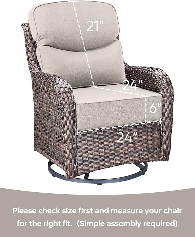 Luxury 24x24x6 Inch Smile Outdoor Seat Cushions Set of 2 - Superior Comfortable Water-Repellent Patio Chair Cushion for Porch Set Rattan Dining Swivel Chairs Loveseat Sectional Sofa - Beige