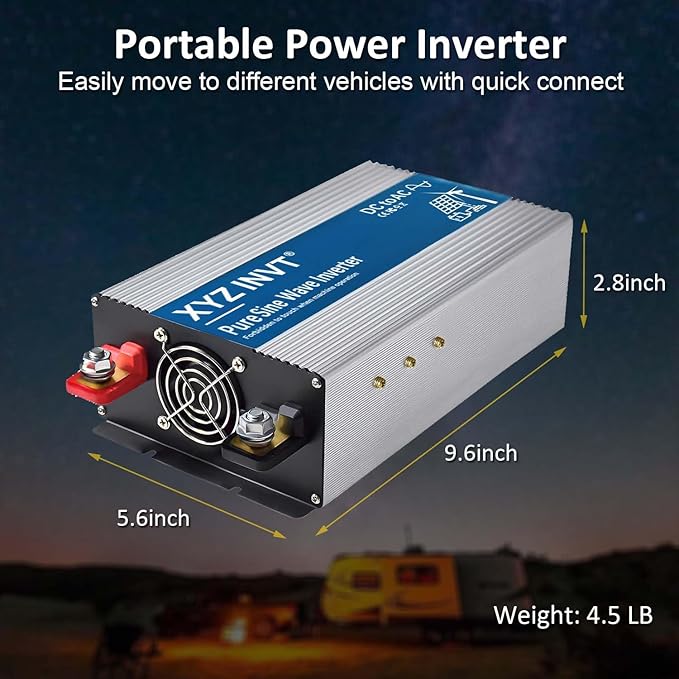 1800W Pure Sine Wave Inverter DC 36V to AC 120V, 3600W Peak Power with LED Display, Power Converter for Car, Truck, Solar, Home & Rechargeable Devices