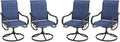 MFSTUDIO Outdoor Swivel Patio Dining Chairs Set of 4, High Back Padded Textilene Patio Chairs for Balcony, Backyad, Deck, Garden (Padded Navy Fabric,Black Frame)