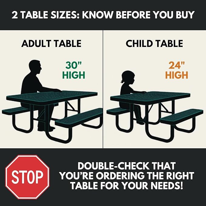 COATEDOUTDOORFURNITURE Heavy-Duty Portable Outdoor Kids Table with Umbrella Hole, Expanded Metal Kids Picnic Table, Commercial-Grade, Made in America (46 in, Square, Childrens, Textured Copper)