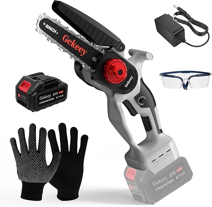 Electric Mini Chainsaw Cordless, 6 Inch Battery Chain Saw Handheld with Rechargeable Battery for Tree Trimming Wood Cutting, Gardening Tool Gifts for Men Dad Husband