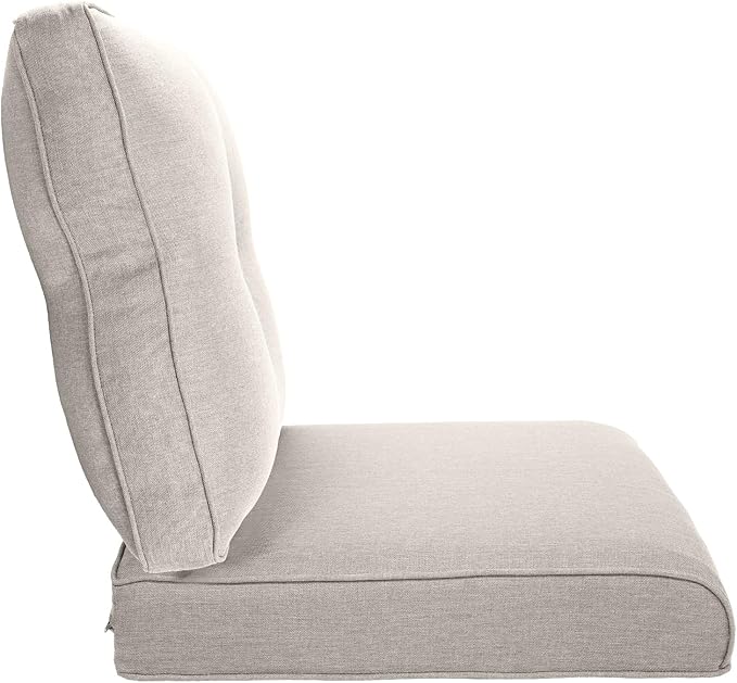 Pop 22x25/22x24 Outdoor Seat Cushions Set of 2 - Comfortable High Back Water-Resistant Patio Wicker Chairs Cushion for Dining Rocker Glider Loveseat Couch Sectional Sofa - Beige/Button